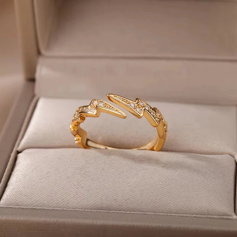Evil Eye Gold Zircon Adjustable Ring
