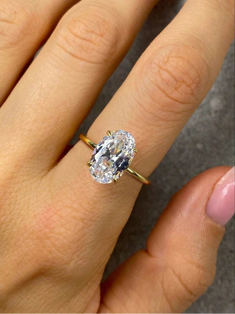 Sterling Silver Zircon Engagement Ring for Women