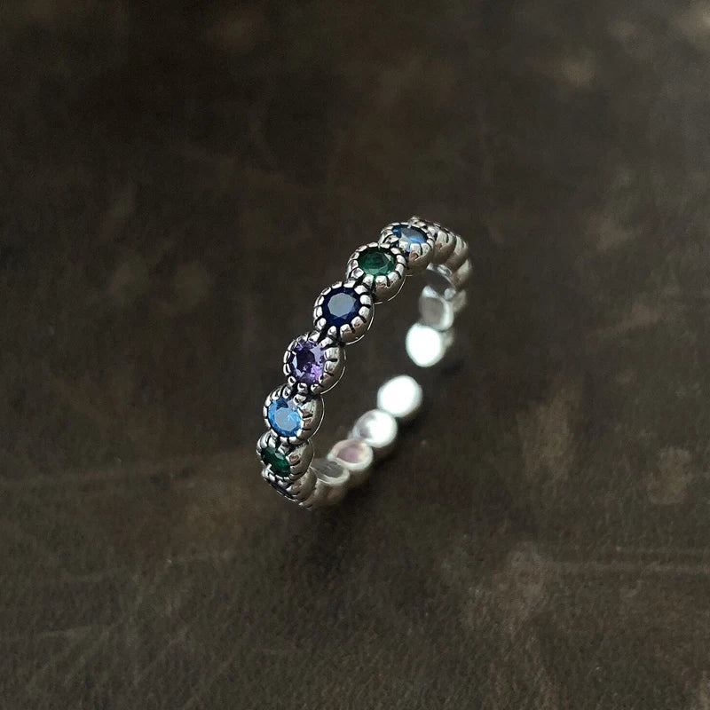 Blue Moonstone Adjustable Sterling Silver Ring