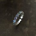 Blue Moonstone Adjustable Sterling Silver Ring