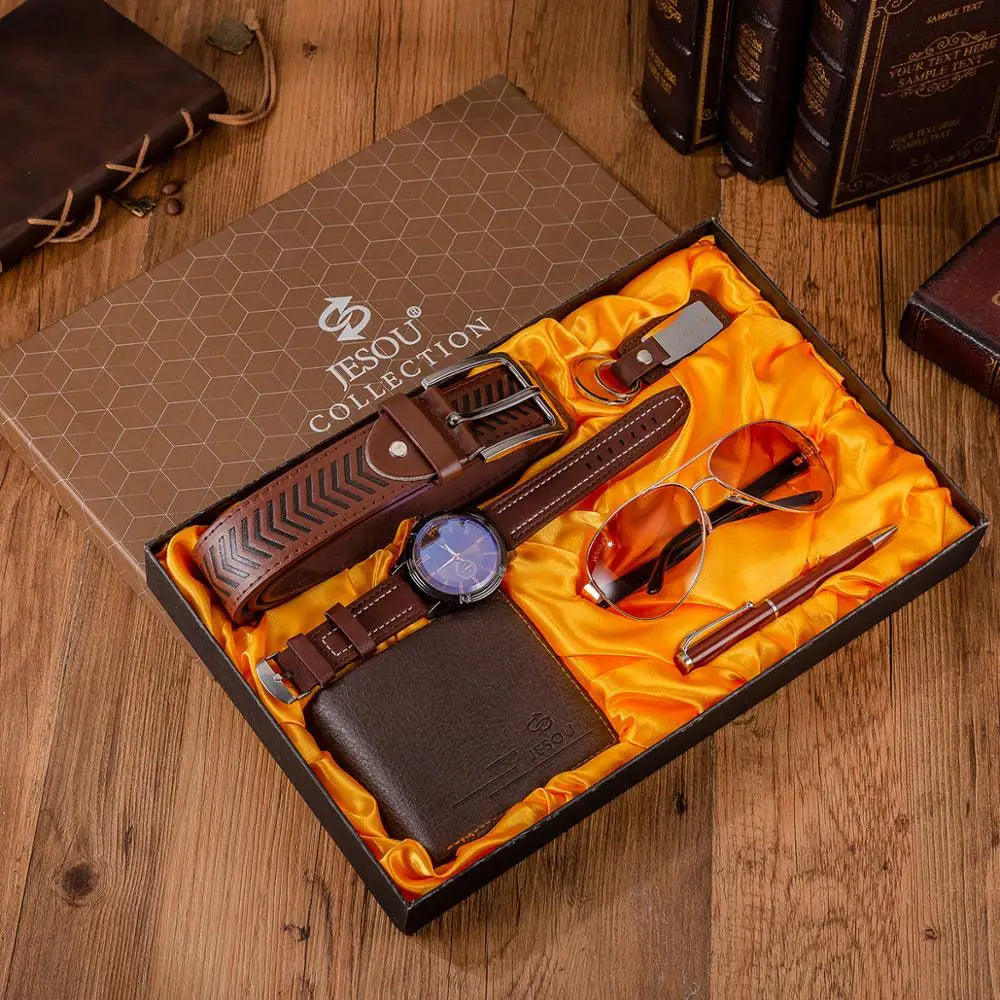 6pcs Men's Watch & Accessories Gift Set