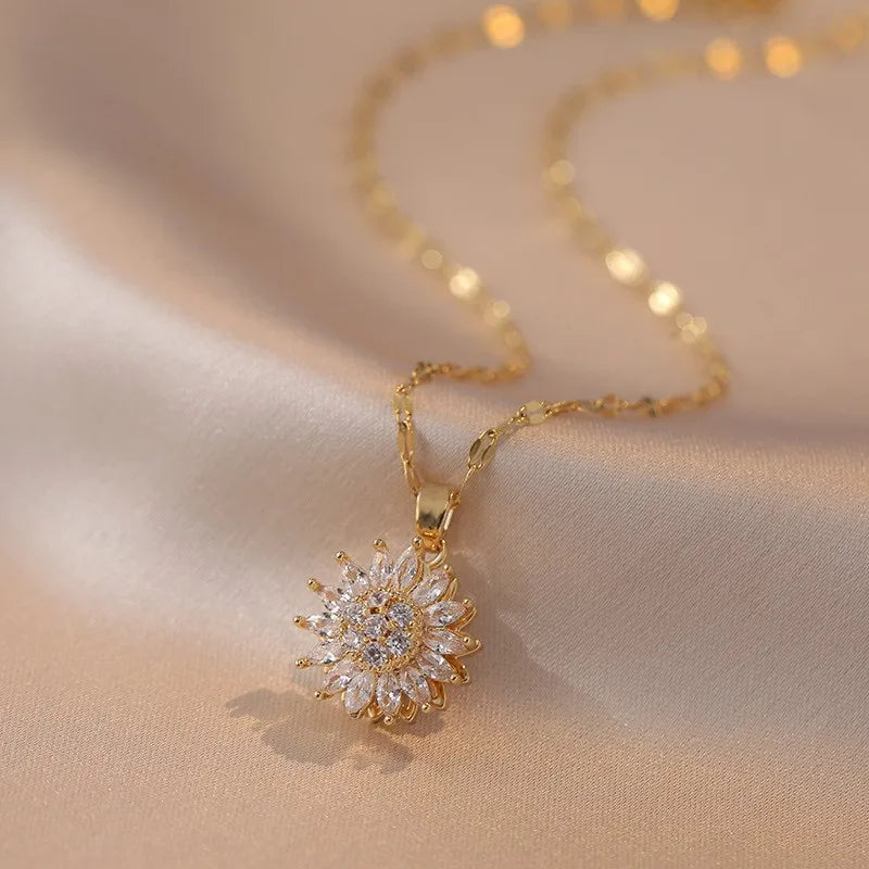 Rotating Sunflower Necklace