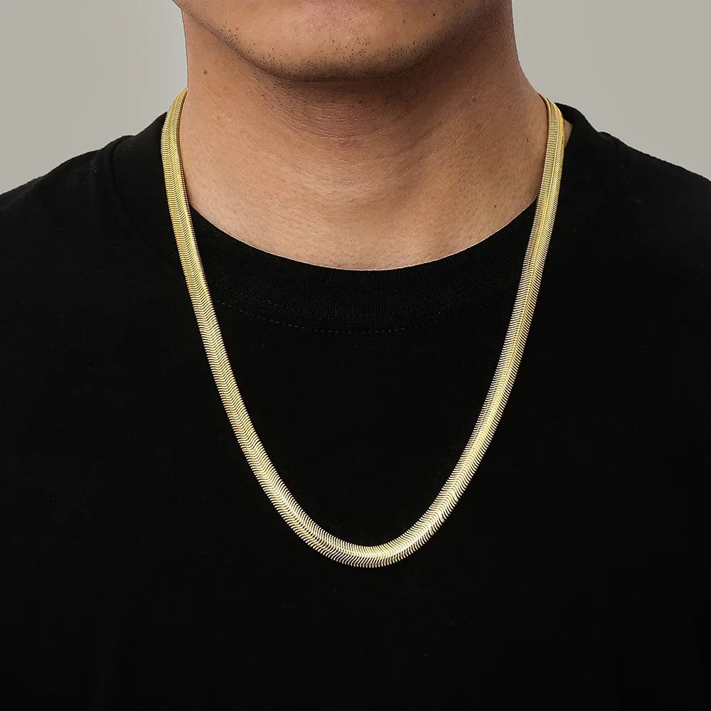 Gold Plated 925 Silver 6mm Snake Bone Chain Necklace