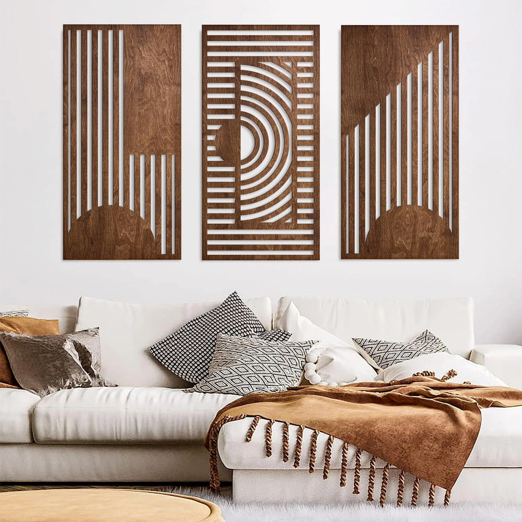 3-Piece Geometric Wooden Wall Art