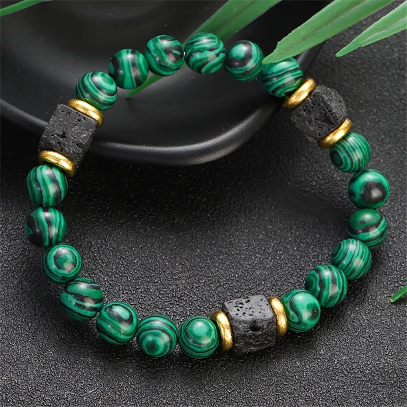 Natural Malachite Bead Bracelet – Elegant Design for Men & Women