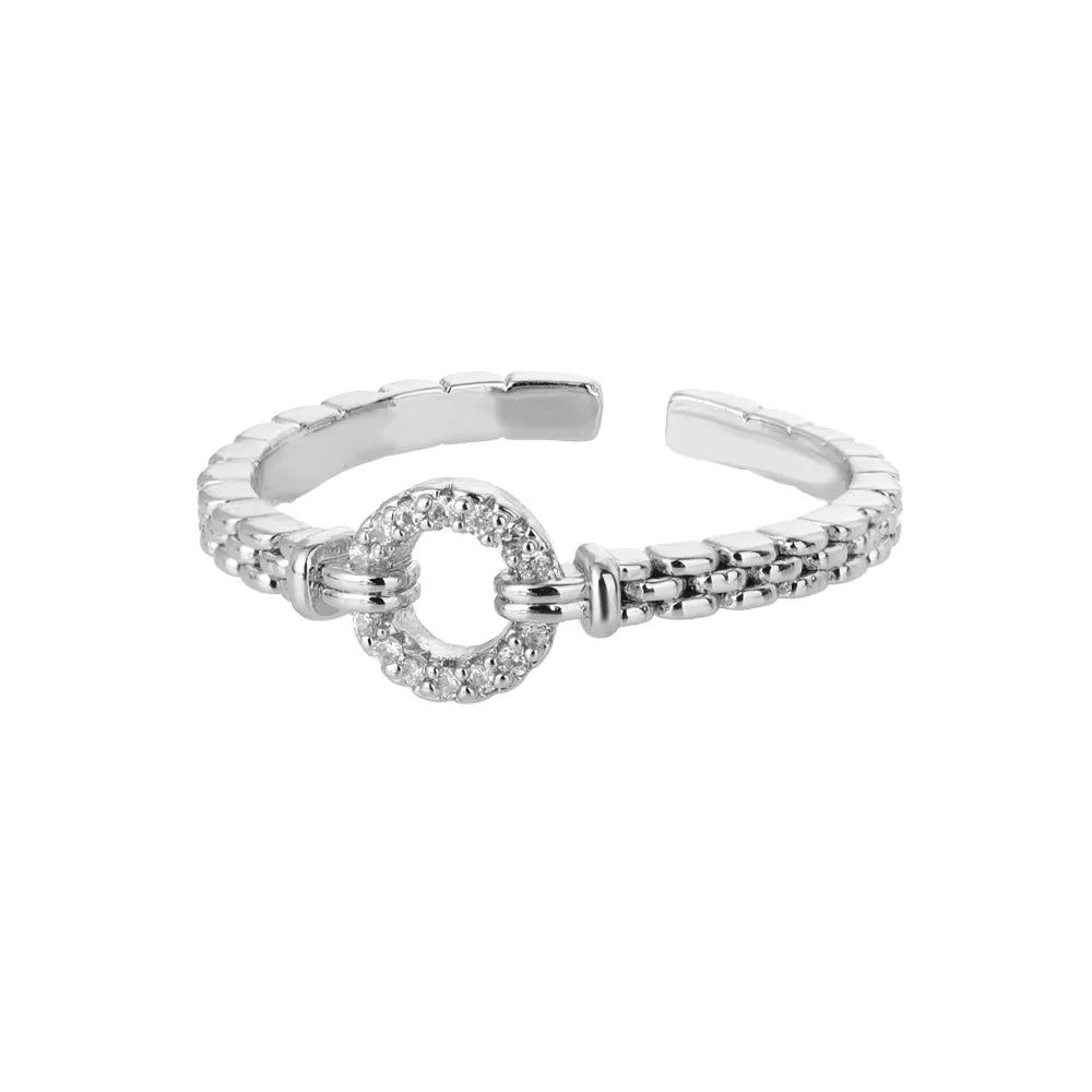 Gold CZ Stainless Steel Ring for Women