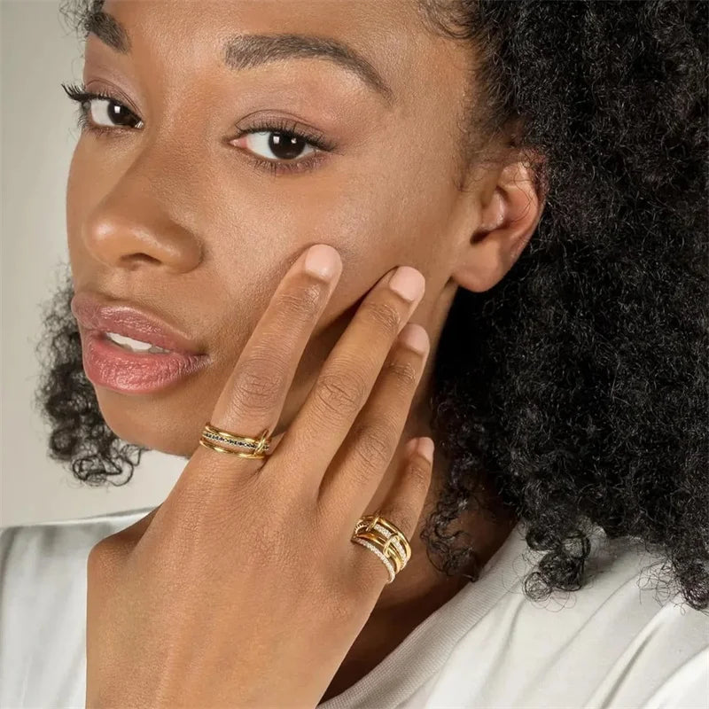Two-Tone Copper Stacking Ring Set for Women
