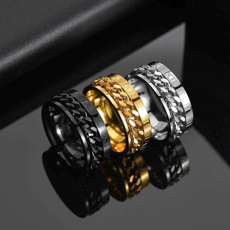 Rotatable Stainless Steel Punk Spinner Ring