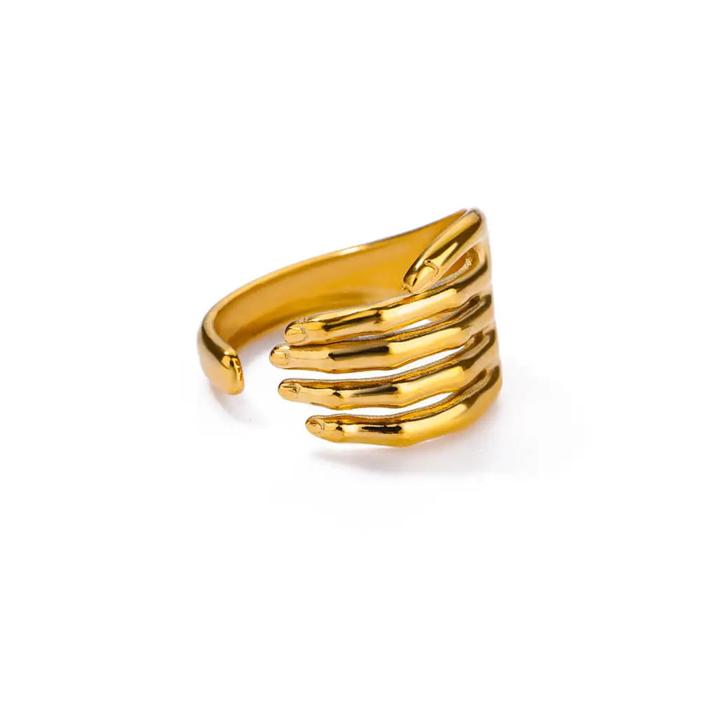 Gold 316L Stainless Steel Star Adjustable Ring