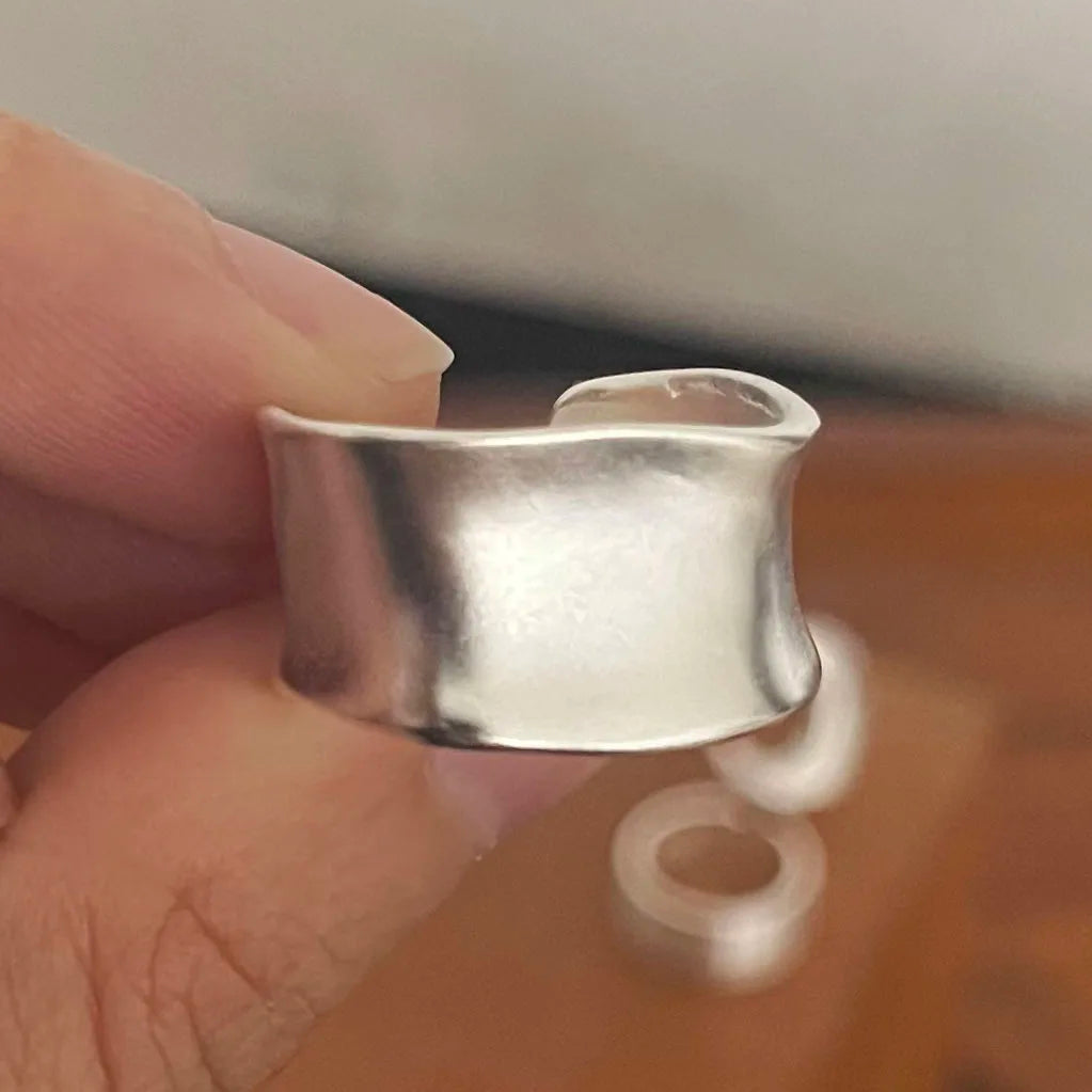 Sterling Silver Minimalist Moon Ring Set for Women