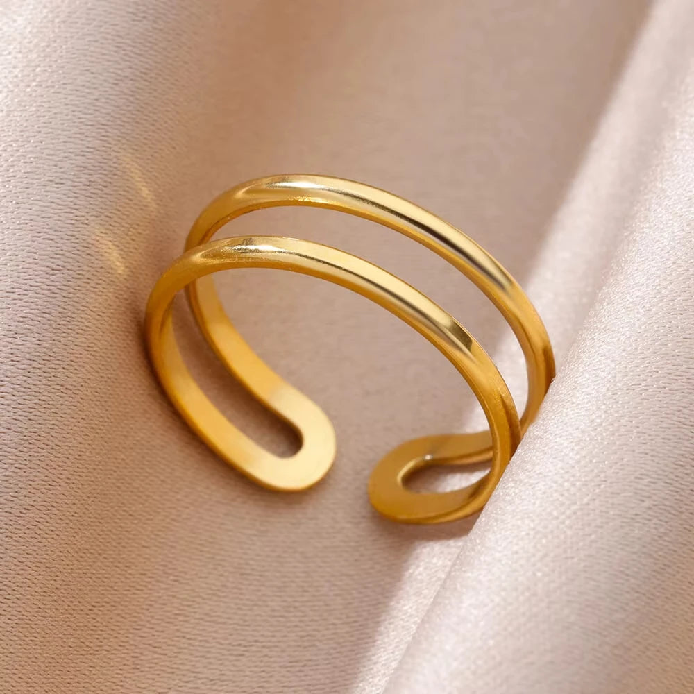 Gold Geometric 316L Stainless Steel Ring