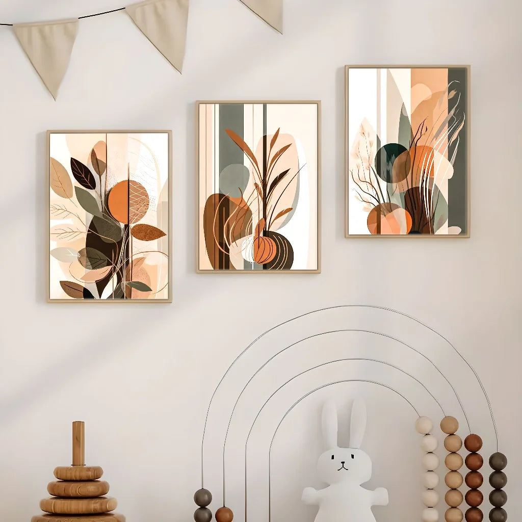 3-Piece Abstract Geometric Canvas Prints
