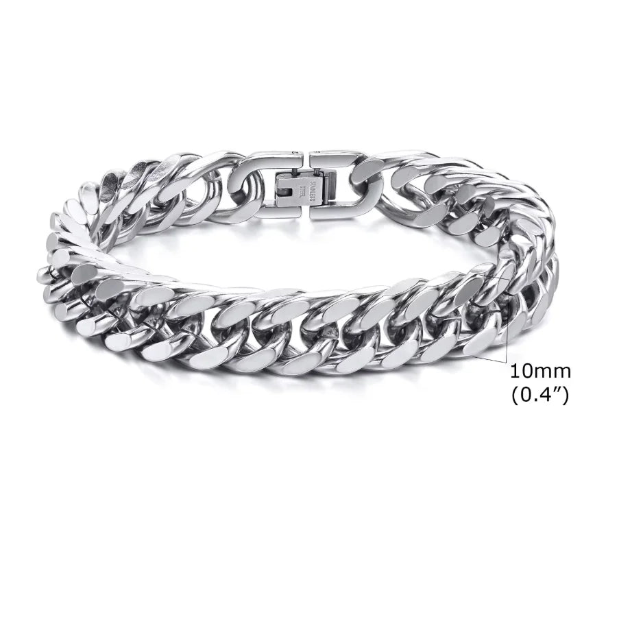 Vnox 8mm/12mm Bold Heavy Stainless Steel Cuban Bracelets for Men, Oxidized Metal Wristband, Punk Rock Chain Bracelet Jewelry