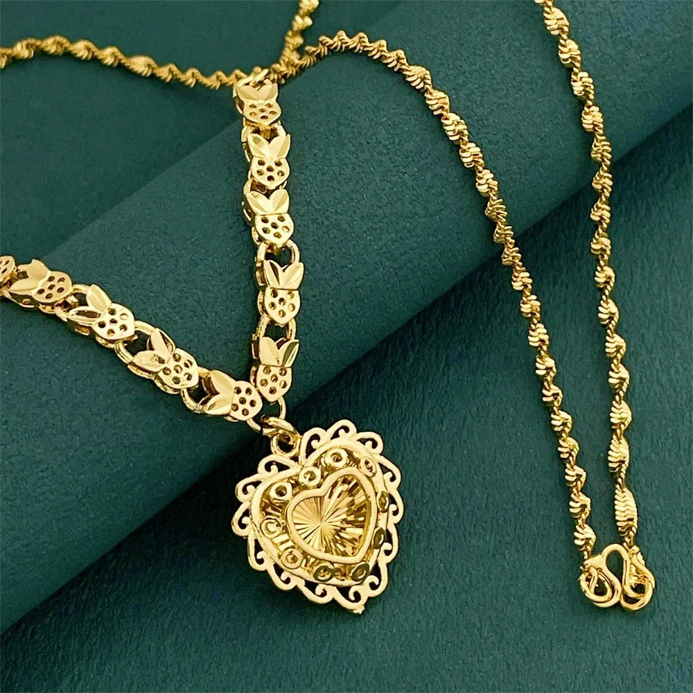 Gold Plated 925 Silver Love Heart Pendant Necklace