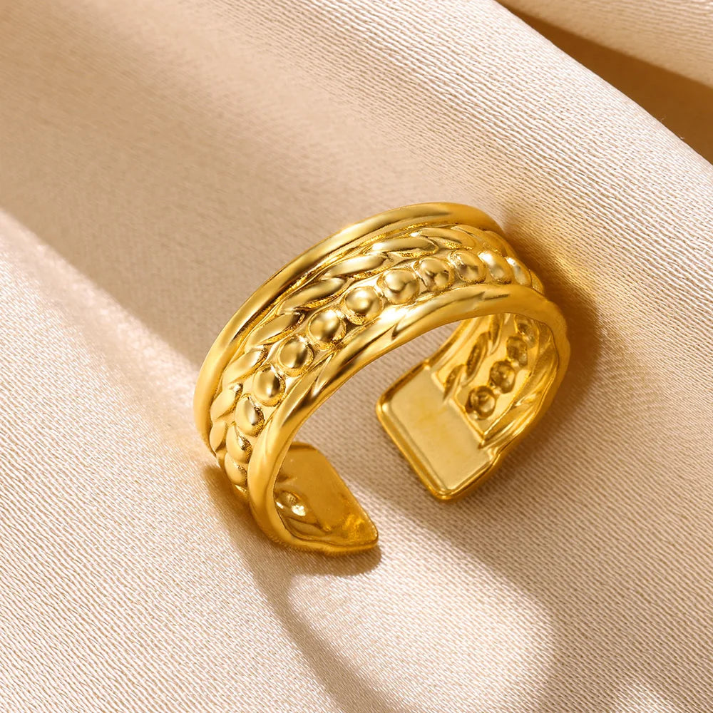 Gold 316L Stainless Steel Star Adjustable Ring
