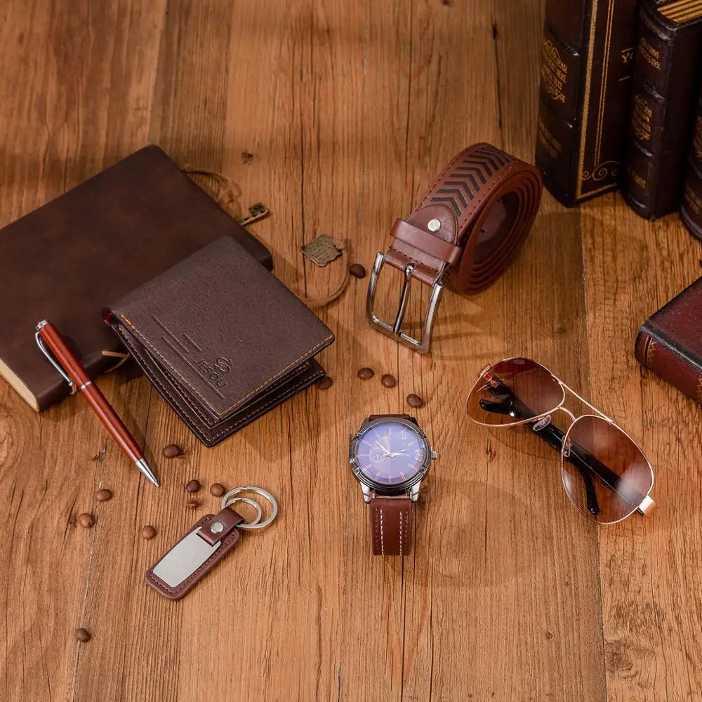 6pcs Men's Watch & Accessories Gift Set