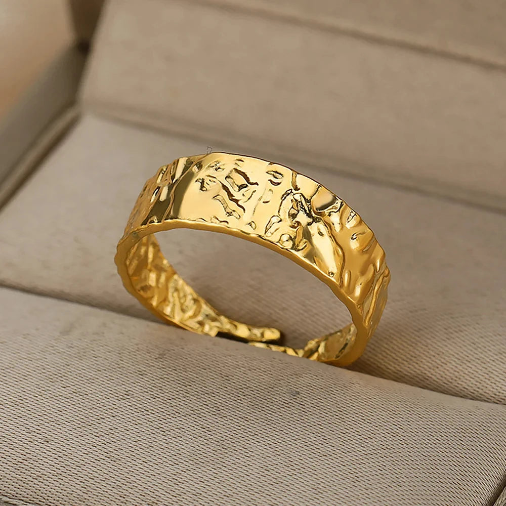 Gold Geometric 316L Stainless Steel Ring