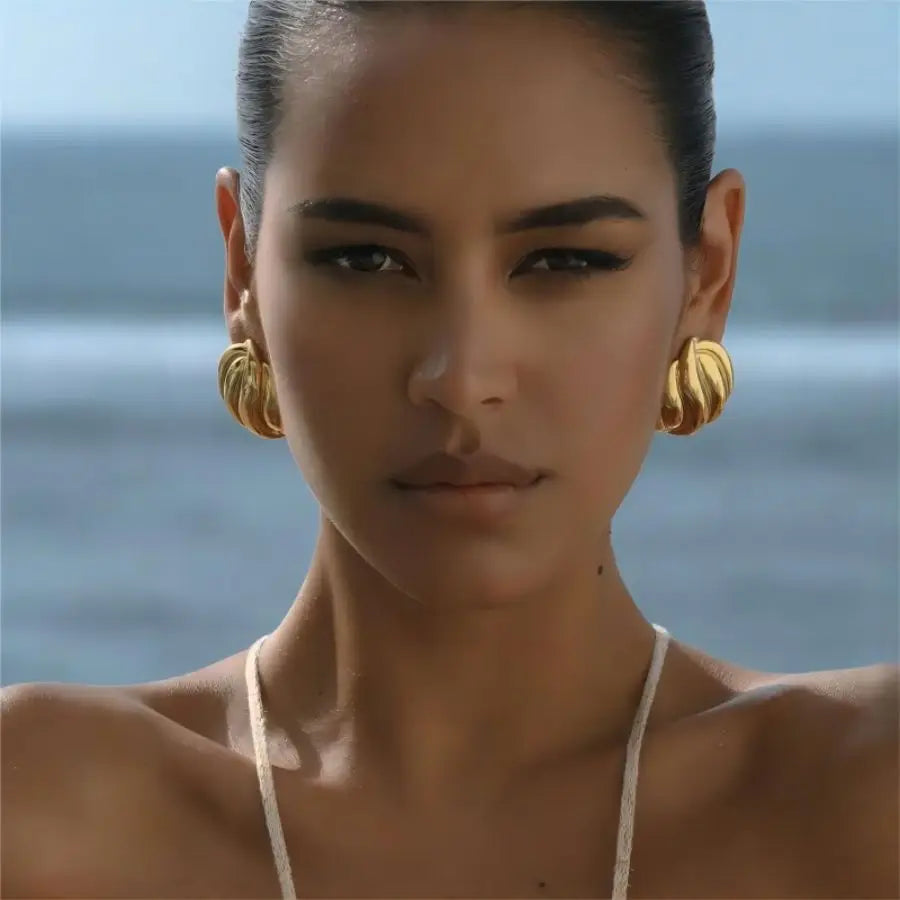 Wave-Textured Hoop Earrings