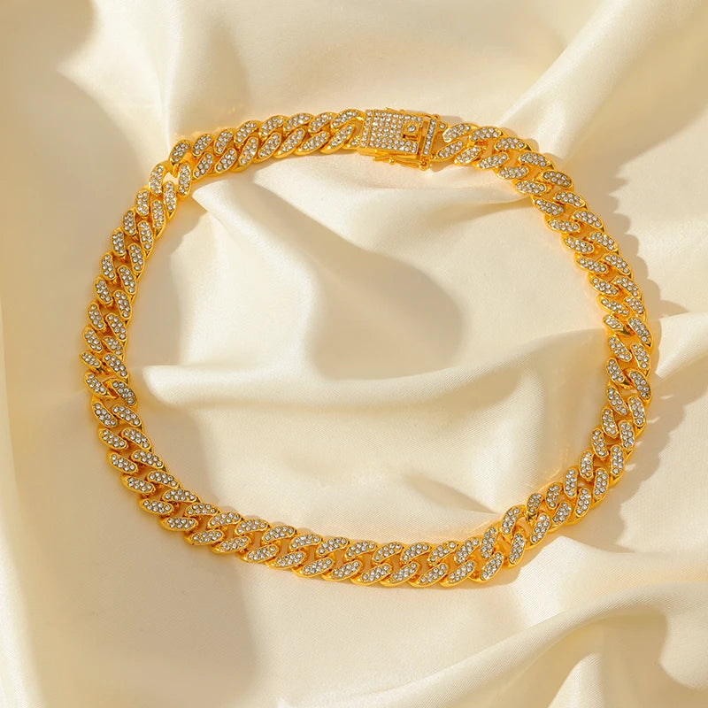 GANEMLY 18K Gold Cuban Chain Jewelry Set
