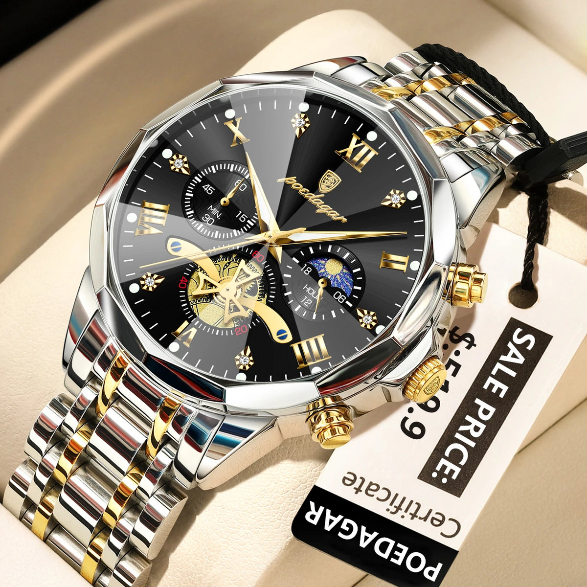 POEDAGAR Luxury Men’s Waterproof Chronograph Watch